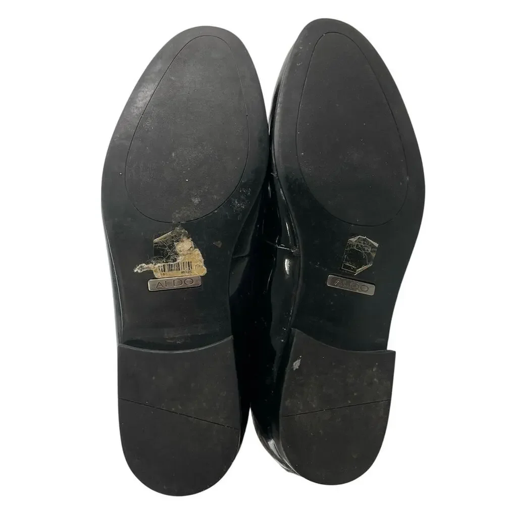Aldo Men's Black Patent Leather Flat Heel Lace Up Derby Dress Shoes Size 10.5
